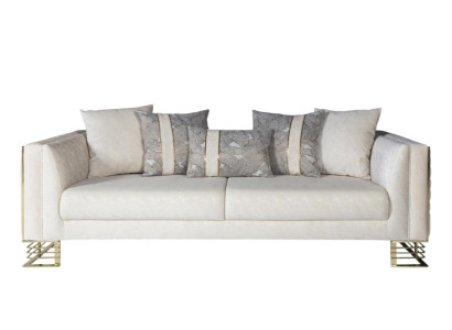 Sofa 3 Sitzer Textil Sofas Couch Polster Garnitur Moderne Couchen Beige