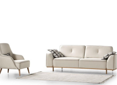 Luxus Wohnzimmer Set Sofa 3-Sitzer handlich  Sessel Modernes Design Couch