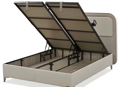 Grau Textil-Holz Bett im modernen Design