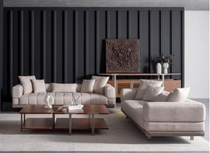 Wohnzimmer Set Einrichtung Sofa Beistelltisch 3+3 Sitzer und 2x Couchtisch Set