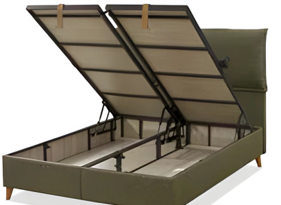 Grünes modernes Bett aus Holz und Textil