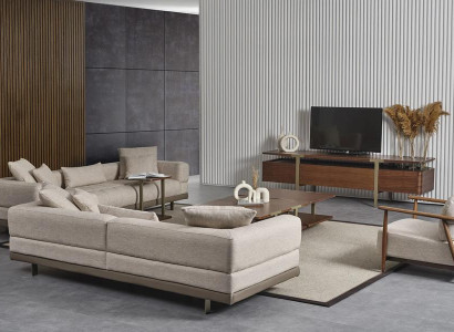 Italienische Wohnzimmer Einrichtung Sofagarnitur Couchtisch Sideboard  8tlg