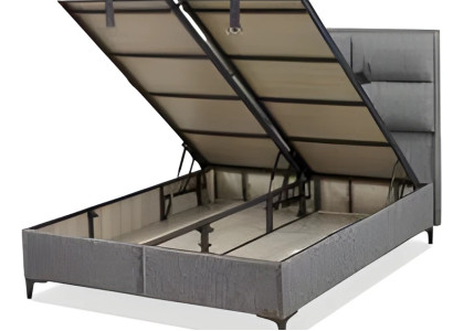 Graues Stoff-Holz Bett modern elegant für Schlafzimmer