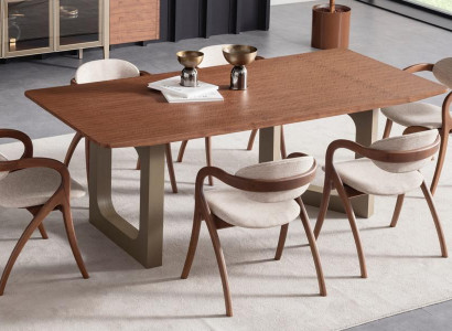 Essgruppe Esstisch mit 6 Lehnstühlen Stuhlgruppe Esszimmer Set Komplett 7 tlg