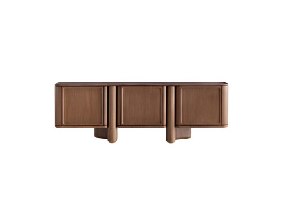 Braune Konsole, Modern, Freistehend, 3 Türen, 228x49x78 cm