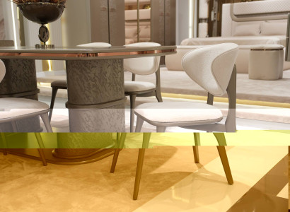 Beige Holzstuhl im modernen Design, langlebig und pflegeleicht