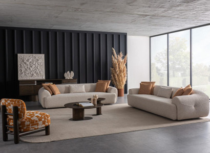 Weißes Sofa Set, 3-teilig, Mit Kissen, Modern, 7 Sitzplätze, 256x103 cm