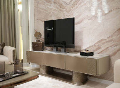 Eleganter TV-Schrank aus Holz in Beige für modernes Wohnzimmer