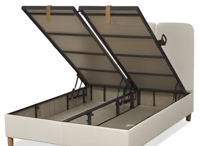 Weißes Holz-Textil Bett im minimalistischen Design