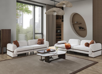 Sofagarnitur 4 3 Sitzer Set Design Sofa Polster Couchen Couch Modern Weiß