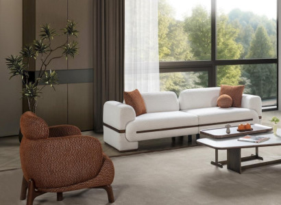 Luxus Weiß Wohnzimmer Set Sofa 3-Sitzer Sessel Modernes Design Couch