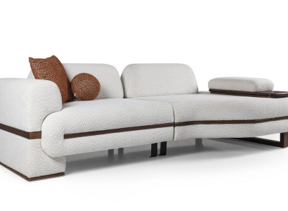 Couch 4 Sitzer Polster Luxus Möbel Wohnzimmer Sofa Ovale Beige 255cm