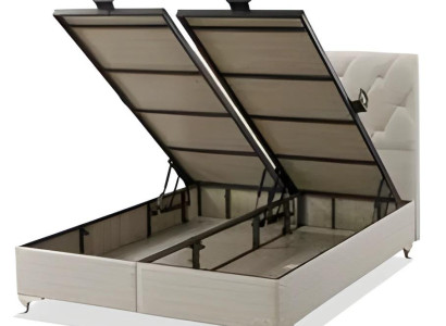 Weißes Textil-Holz Bett im modernen Design