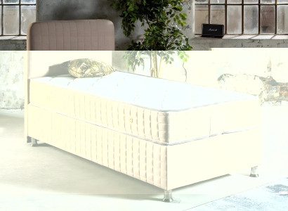 Beige Holz-Textil Bett mit Matratze modernes Design