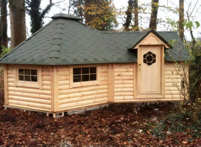 Grillkota Feuerhütte Feuerstelle Gartenhütte Holzpavillon mit Grill Sauna