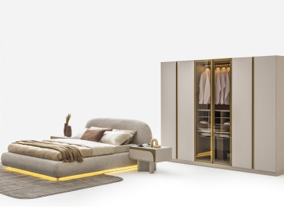 Schlafzimmer Set Bett + 2х Nachttische + Kleiderschrank Modern Möbel 4tlg