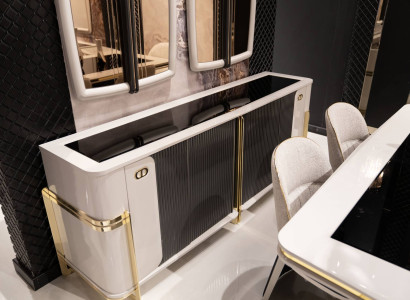 Elegantes Beiges Holz Sideboard mit Spiegel in Modernem Design