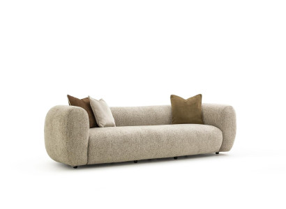 Luxus Sofa fester Stoff Viersitzer Couch Elegante Couchen Beige Möbel 261cm