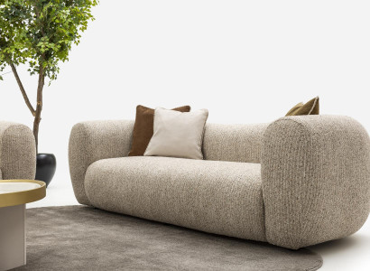 Luxus Sofa fester Stoff Dreisitzer Couch Elegante Couchen Beige Möbel 231cm