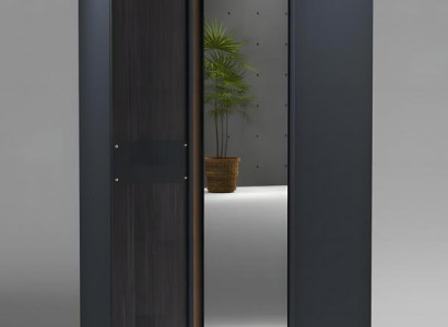 Grauer Holzschrank modern, eleganter Stauraum für Schlafzimmer