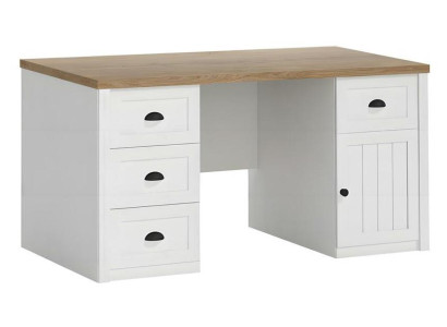 Schreibtisch Arbeitstisch mit 4 Schubladen Kratzresistent Weiß Holztisch