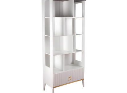 Elegantes weißes Holz Bücherregal in modernem Stil