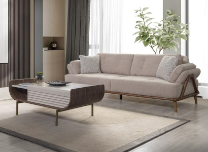 Braune Dreisitzcouch 3-Sitzer-Sofa Dreisitzer Polstersofa Sofa Couch 230cm