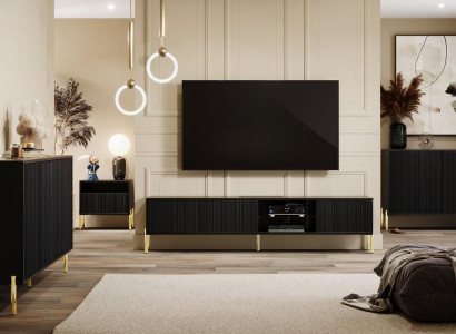 Designer Wohnzimmer Wohnwand TV-Lowboard Möbel Sideboard Beistelltisch Set