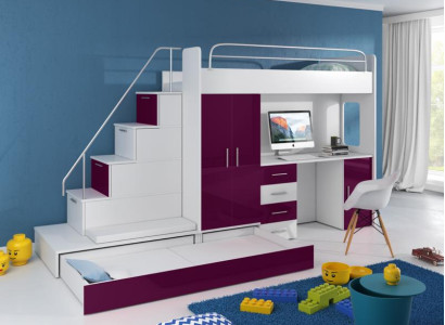 Doppelstockbett  Etagenbett Bett Schreibtisch +Schrank Multifunktion Hochbett