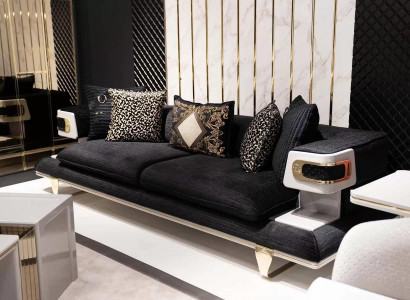 Elegantes schwarzes Stoffsofa im modernen Design