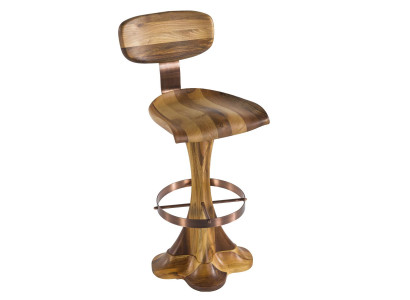 Eleganter brauner Holz-Hocker für Wohn- und Esszimmer