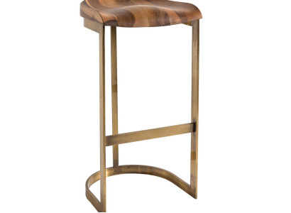 Brauner Holz Barstuhl Elegant Modern Sitzhocker für Wohnzimmer