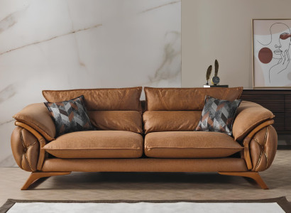 Braune Dreisitzcouch 3-Sitzer-Sofa Dreisitzgarnitur Dreisitzer Polstersofa