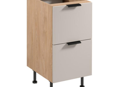 Küchenschrank Küchenunterschrank Schrank 2 Schubladen Beige-Weiß Modern