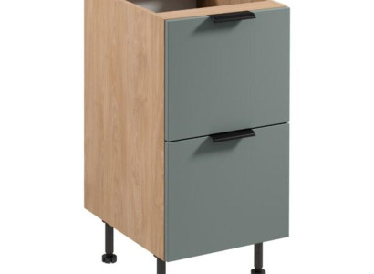 Küchenschrank Schrank Unterschrank 2 Schubladen Einbauküche Beige-Grau