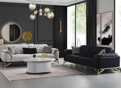 Polstermöbel Sofagarnitur Sofalandschaft Couchmöbel Sofa Wohnzimmer Couch 3+3