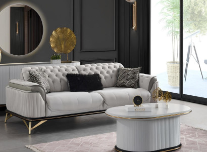 Sofa 3 Sitzer Top-Qualität Textil Sofas Couch Polster Garnitur Moderne