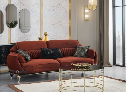 Dreisitzcouch 3-Sitzer-Sofa Dreisitzgarnitur Dreisitzer Polstersofa Terrakota