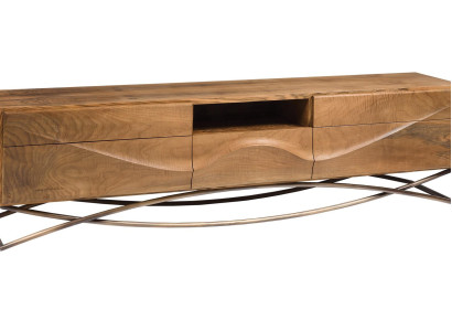 Eleganter brauner Konsolentisch aus Holz und Metall