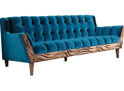 Blaues Stoffsofa 3-Sitzer modern und elegant
