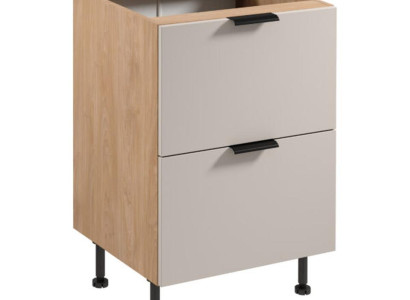 Küchenschrank Unterschrank Schubladenschrank Holz Schrank Beige Weiß
