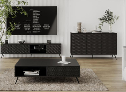 Wohnzimmer Set Modern Holzmöbel TV-Lowboard + Sideboard Luxuriöses Couchtisch