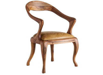 Eleganter brauner Kunstledersessel im modernen minimalistischen Stil