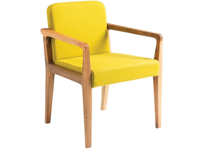 Gelber Stoffsessel im modernen Design