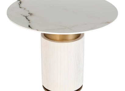 Stilvoller Runder Weißer Esstisch Esszimmer Designer Holztisch