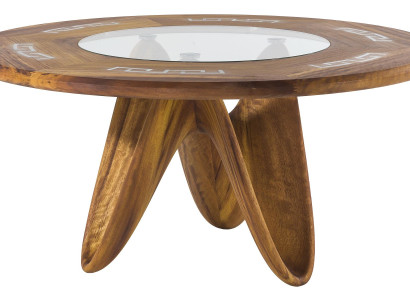 Eleganter runder Couchtisch aus Holz in warmem Braun