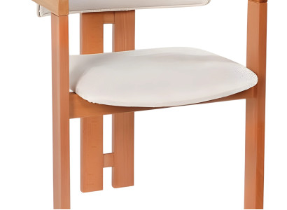 Designer Weißer Esszimmerstuhl Holzgestell Textil Armlehnenstühle