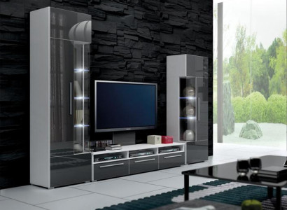 Luxuriöses Wohnwand Komplett Wohnzimmer TV-Lowboard + 2x Vitrine Set