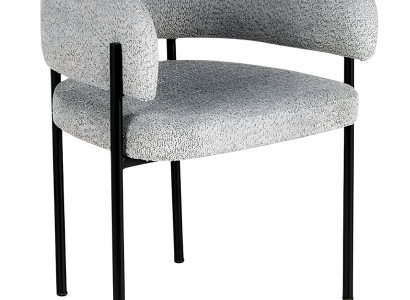 Esszimmerstuhl aus Metall und Textil in Grau, modernes Design