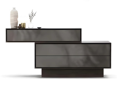 Moderne graue Holzkommode mit Stauraum für Wohnzimmer und Schlafzimmer